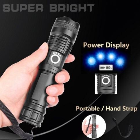 Rechargeable Waterproof Zoom LED Flashlight USB Torch Light